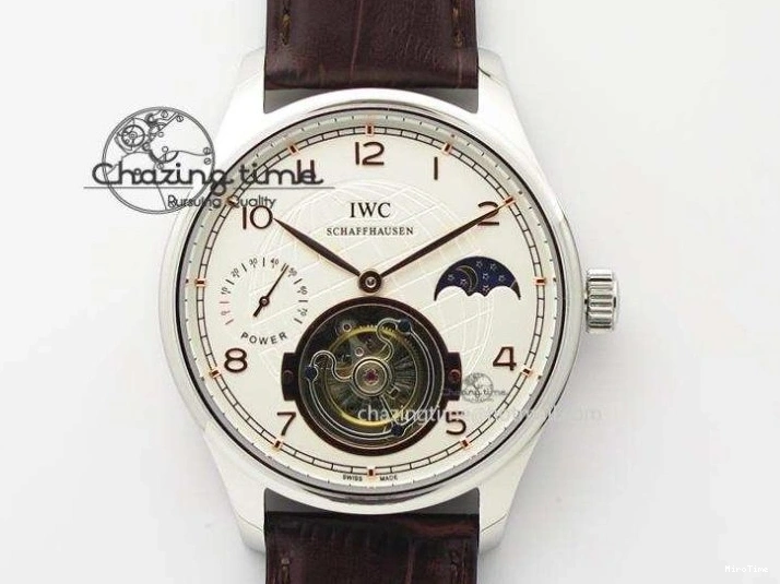 MIROTIME 0510 Efficient Portuguese Tourbillon IW5463 SS ZF Best Edition White Dial on Black Leather Strap 7170
